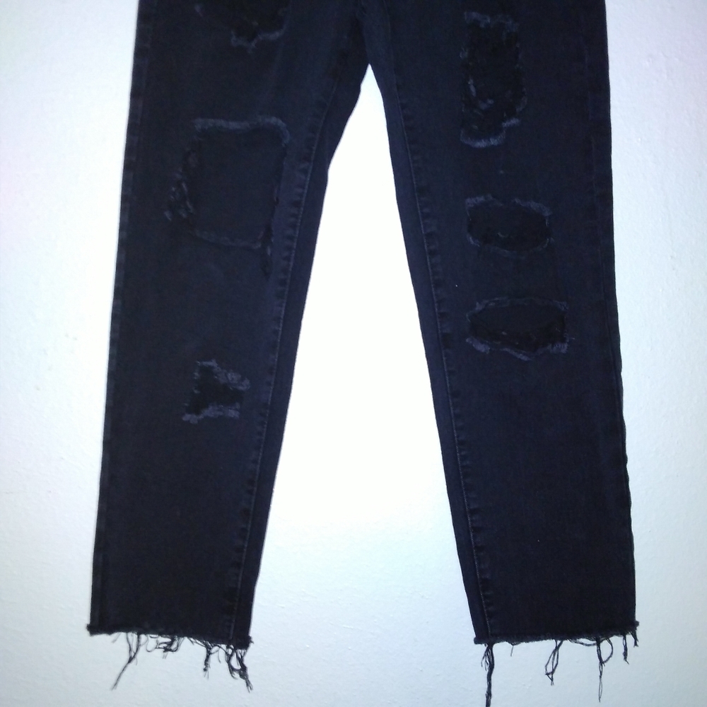 Shein High Waisted Distressed Black Jeans - Picture 4 of 12